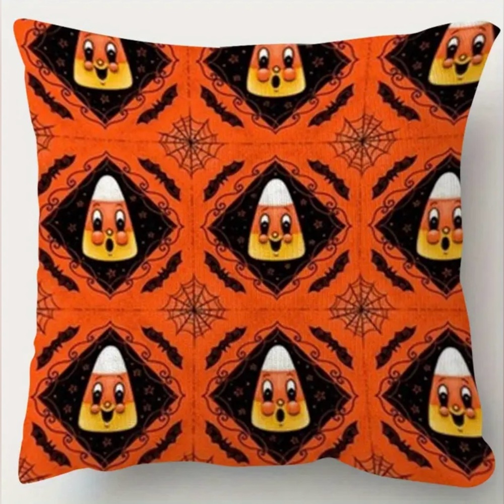 New Johanna Parker Inspired Halloween Candy Corn Throw Pillow Cover